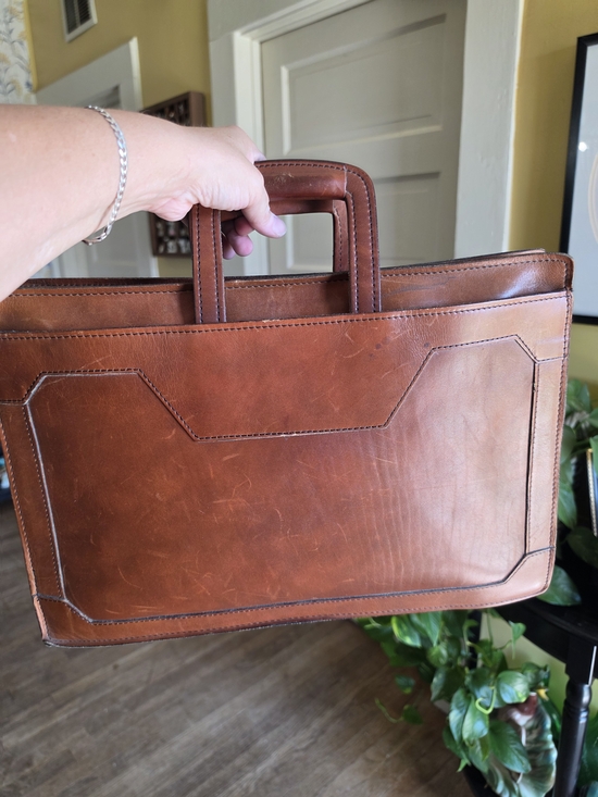 Other - SCHLESINGER Brothers Vintage Cowhide Leather Briefcase Portfolio Brown Camel